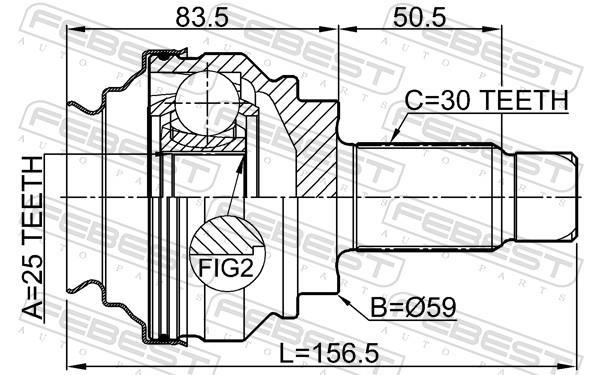 Joint homocinétique, transmission FEBEST ref. 1910-X1R
