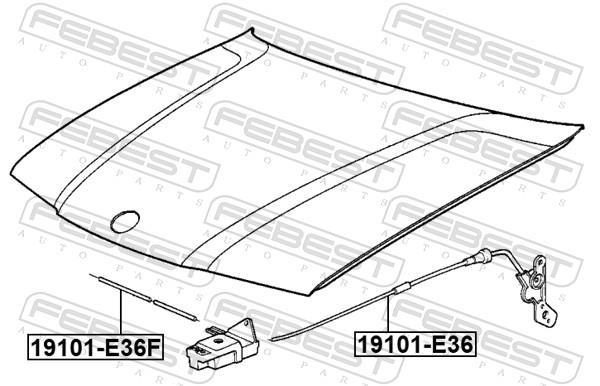 Tirette de capot moteur FEBEST ref. 19101-E36