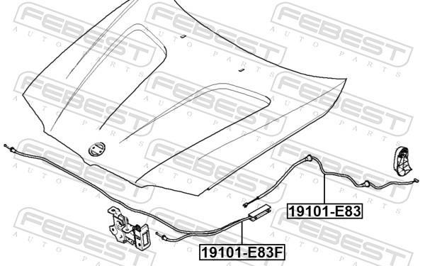 Tirette de capot moteur FEBEST ref. 19101-E83