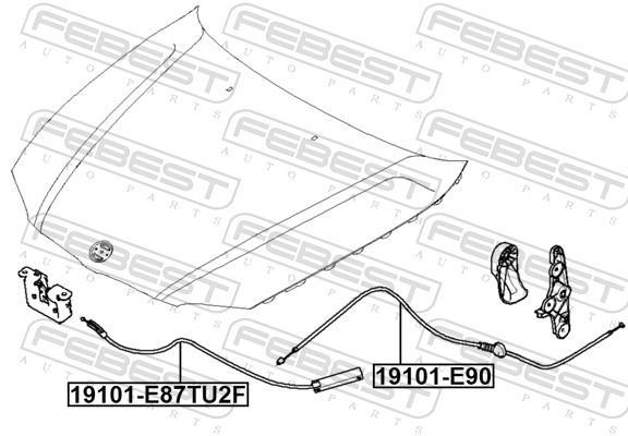 Tirette de capot moteur FEBEST ref. 19101-E87TU2F