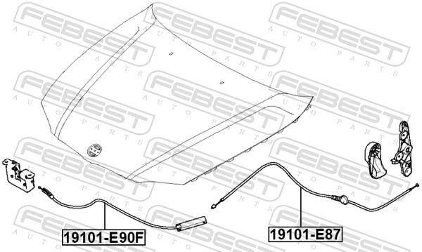 Tirette de capot moteur FEBEST ref. 19101-E90F