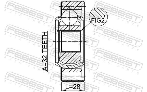 Articulación, árbol longitudinal FEBEST ref. 1911-E46SHA