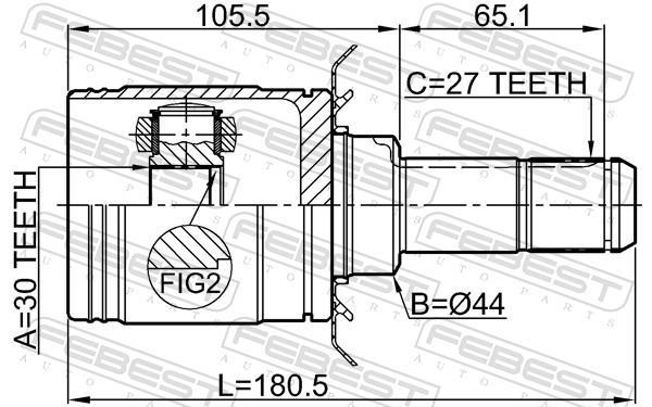 Joint homocinétique, transmission FEBEST ref. 1911-F30R