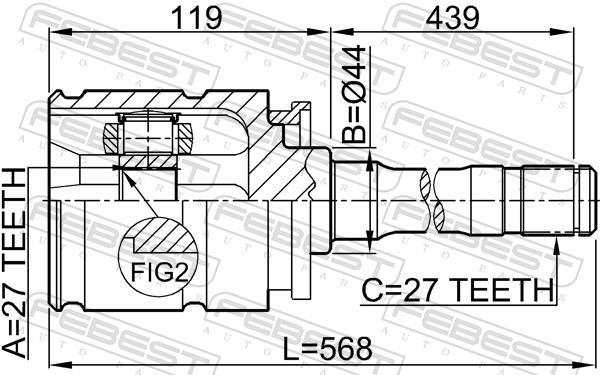 Joint homocinétique, transmission FEBEST ref. 1911-X5RH