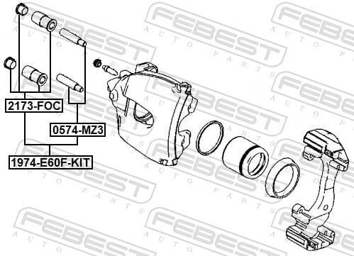 Guia de pinça de travão FEBEST ref. 1974-E60F-KIT