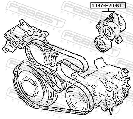 Galet tendeur de courroie d'accessoire FEBEST 1987-F20-KIT