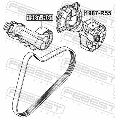 Rolo tensor da correia trapezoidal estriada FEBEST ref. 1987-R55