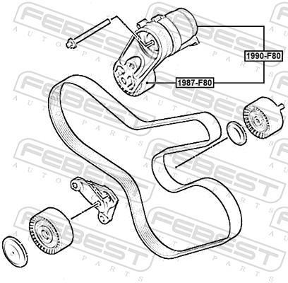 Tensor de correia trapezoidal estriada FEBEST ref. 1990-F80