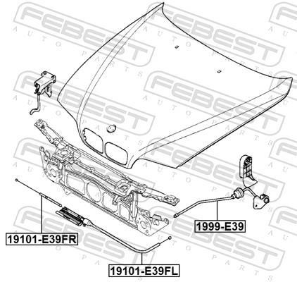 Tirette de capot moteur FEBEST ref. 1999-E39