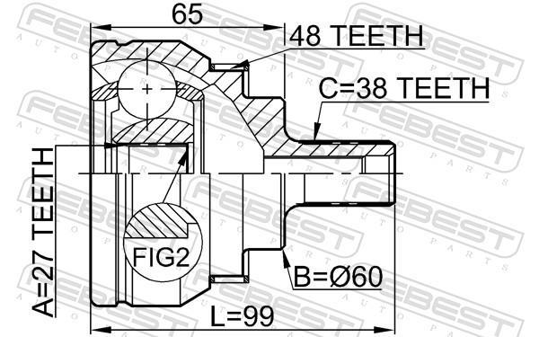 Joint homocinétique, transmission FEBEST ref. 2110-SHARA48