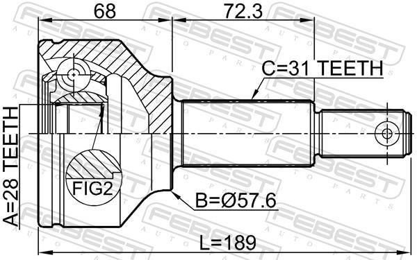 Joint homocinétique, transmission FEBEST ref. 2110-TTF