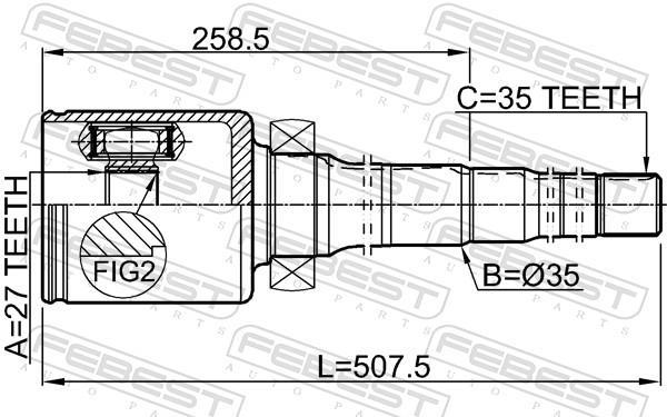 Joint homocinétique, transmission FEBEST ref. 2111-KUGIIRH