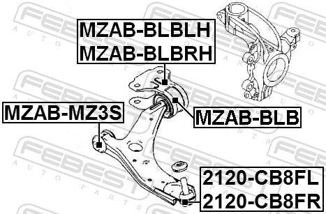 Rotule de suspension (Rotule de pivot) FEBEST 2120-CB8FR