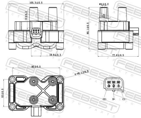 Unité de bobine d'allumage FEBEST ref. 21640-002