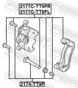 Jeu de supports d'étriers de freins FEBEST ref. 2177C-TT9FR