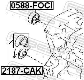 Rolo tensor da correia trapezoidal estriada FEBEST ref. 2187-CAK