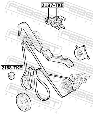 Galet tendeur de courroie d'accessoire FEBEST 2187-TKE
