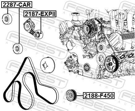 Galet enrouleur de courroie d'accessoire FEBEST 2188-F450