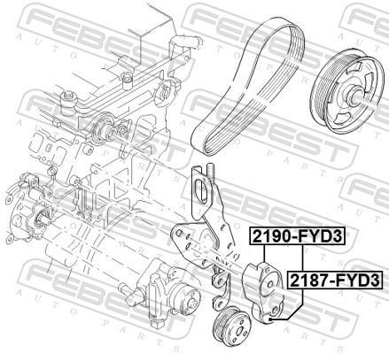 Tensor de correia trapezoidal estriada FEBEST ref. 2190-FYD3