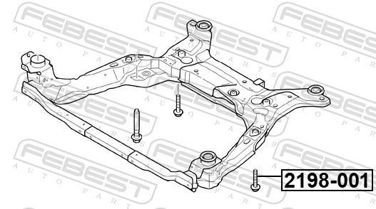 Boulon de fixation, bras transversal FEBEST ref. 2198-001