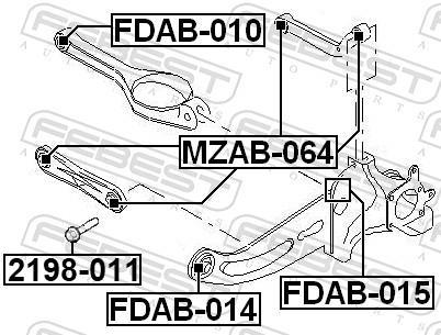 Boulon de fixation, bras transversal FEBEST ref. 2198-011