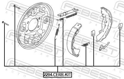 Kit d'accessoires pour mâchoire de frein à tambour FEBEST ref. 2204-CERR-KIT