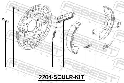 Kit d'accessoires pour mâchoire de frein à tambour FEBEST ref. 2204-SOULR-KIT