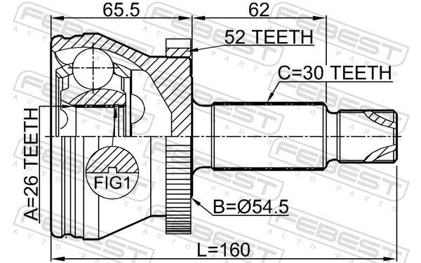 Joint homocinétique, transmission FEBEST ref. 2210-SOR15A52