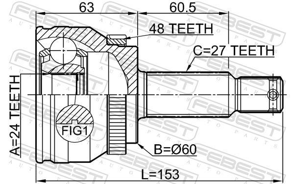 Joint homocinétique, transmission FEBEST ref. 2210-SPRA48