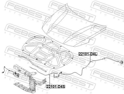 Cable del capó del motor FEBEST ref. 22101-D4L