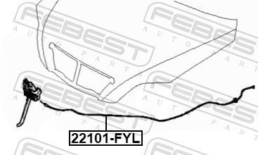 Tirette de capot moteur FEBEST 22101-FYL