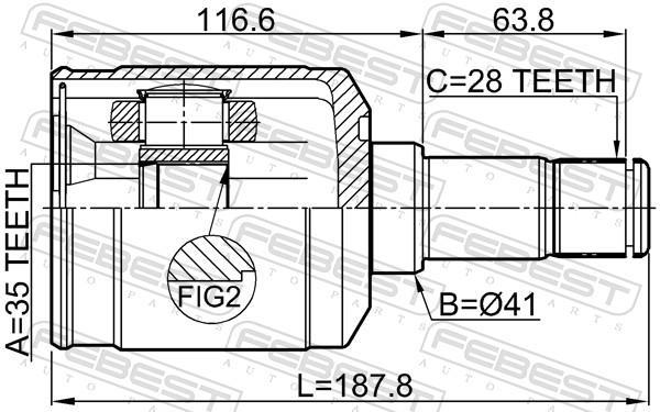 Joint homocinétique, transmission FEBEST ref. 2211-SORMTLH