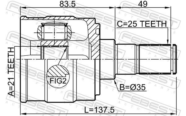 Joint homocinétique, transmission FEBEST 2211-TAAT