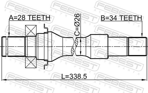 Cardan FEBEST 2212-CARRH