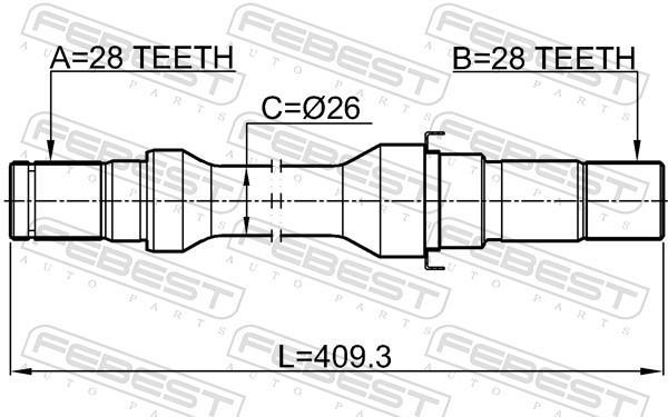 Cardan FEBEST 2212-CLARRH