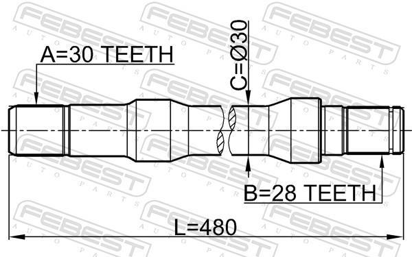 Cardán FEBEST ref. 2212-SOR
