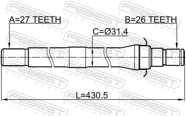 Cardan FEBEST 2212-SP4WDAT