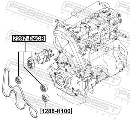 Rolo tensor da correia trapezoidal estriada FEBEST ref. 2287-D4CB