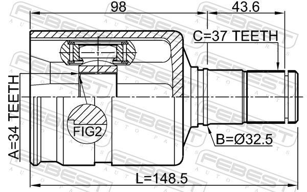 Joint homocinétique, transmission FEBEST ref. 2311-5N1LH