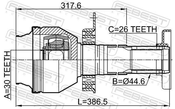 Joint homocinétique, transmission FEBEST ref. 2311-T5MT6RH