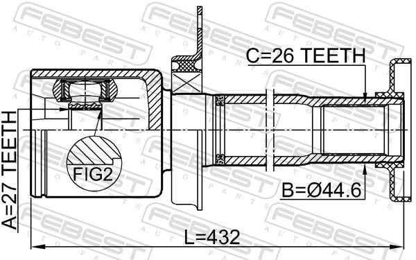 Joint homocinétique, transmission FEBEST ref. 2311-TR5RH