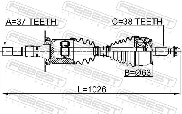 Cardan FEBEST 2314-7ERH