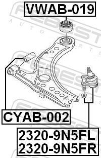 Rotule de suspension (Rotule de pivot) FEBEST 2320-9N5FR
