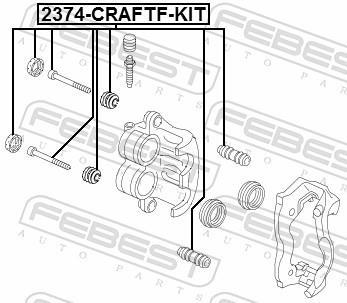 Guide d'étrier de frein FEBEST 2374-CRAFTF-KIT