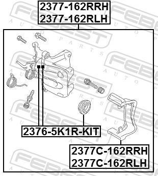 Jeu de supports d'étriers de freins FEBEST 2377C-162RRH