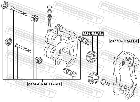 Jeu de supports d'étriers de freins FEBEST ref. 2377C-CRAFBF