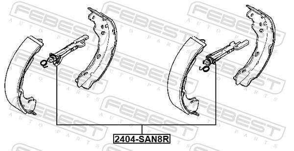 Ajusteur, frein à tambour FEBEST 2404-SAN8R