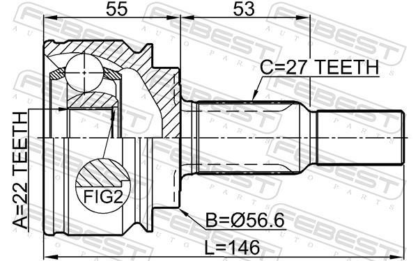 Joint homocinétique, transmission FEBEST ref. 2410-KANII