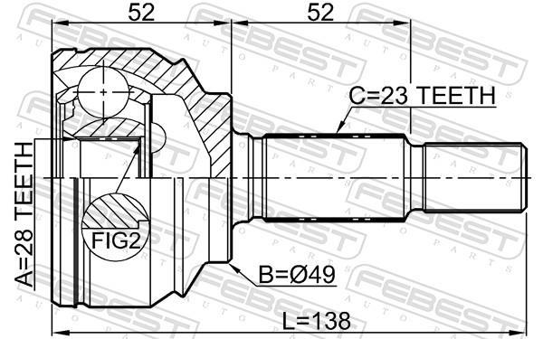 Joint homocinétique, transmission FEBEST 2410-LOGII
