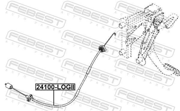 Câble d'embrayage FEBEST 24108-LOGII